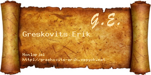Greskovits Erik névjegykártya